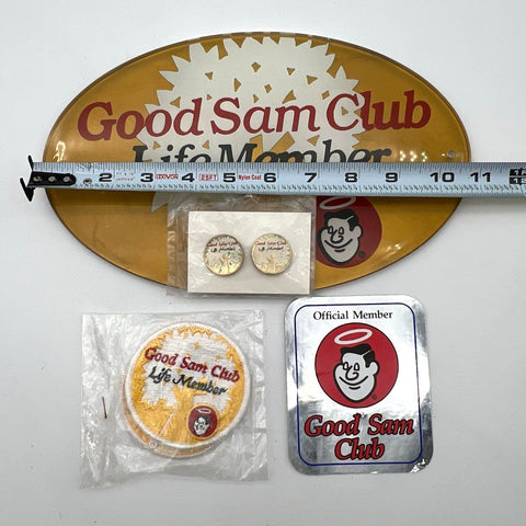 Good Sam Club Life Member Memorabilia Lot RV Camping Plaque Patch Pins 5 Pieces