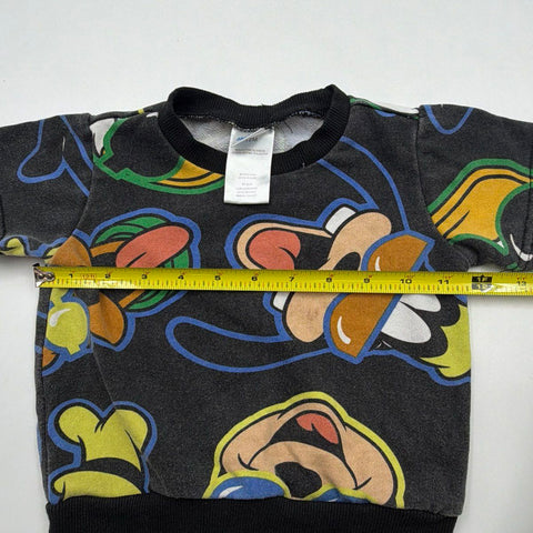 Disney Kids Mickey and Friends Black All Over Print Short Sleeve Sweatshirt 12M