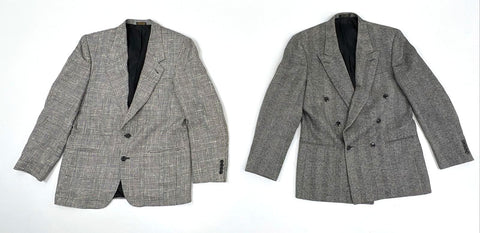 Lot of 2 Vintage 90s Oscar de la Renta Men's Blazers Plaid Herringbone Gray