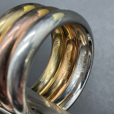 Milor Italy Stainless Steel Tri-Color Stacking Band Ring Set of 3 Size 8