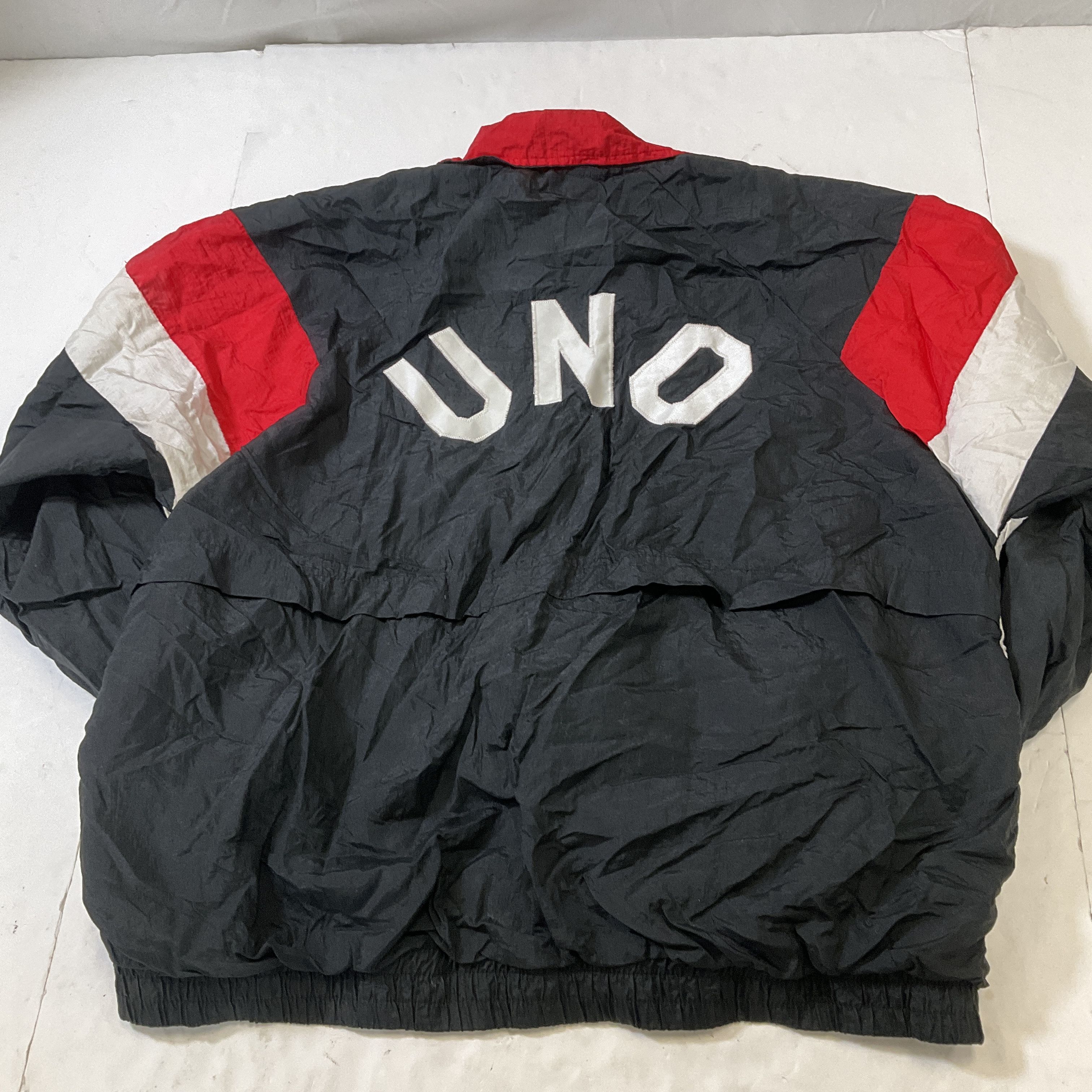 Champion Red Black White Windbreaker Track Jacket Size L UNO College Vintage