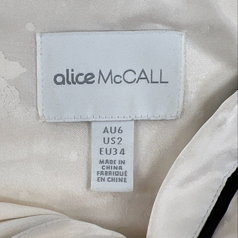 Alice McCall Women's Hotel Trench Dress Cream Jacquard Piped Midi Sz 2