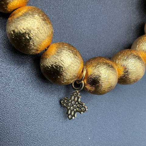 Hazen & Co Lot of 2 Gold Tone Beaded Stretch Bracelets Citrine Quartz Nugget