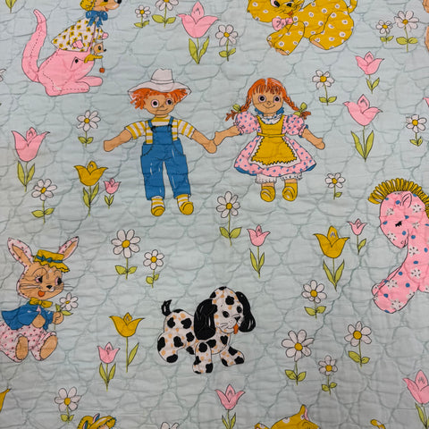 Vintage Childrens Quilted Blanket Lot Raggedy Ann Andy Puppy Applique Handmade