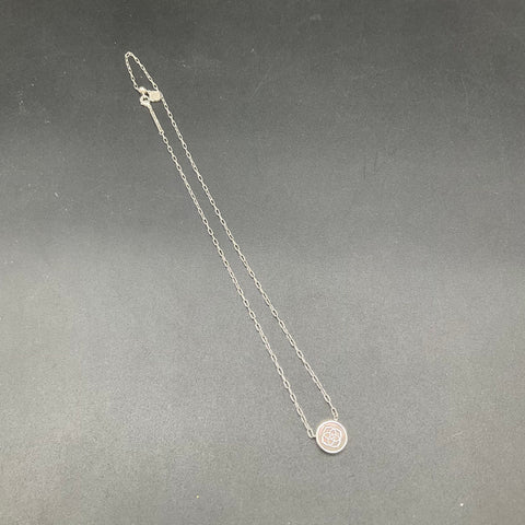 Kendra Scott Silver Tone Medallion Logo Pendant Necklace Black Mother of Pearl