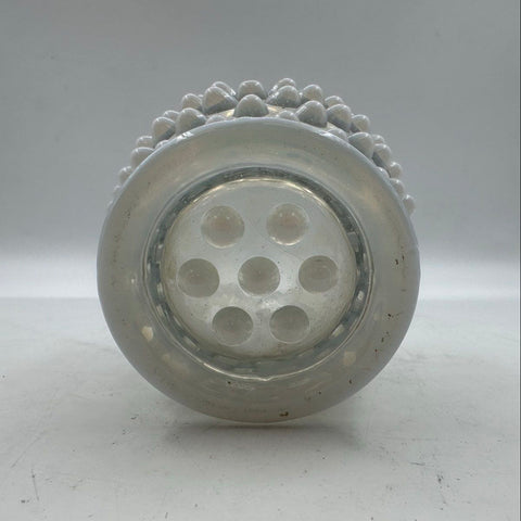 Pressed Glass Opalescent Hobnail Vase Ruffled Rim 4.5 Inch Vintage