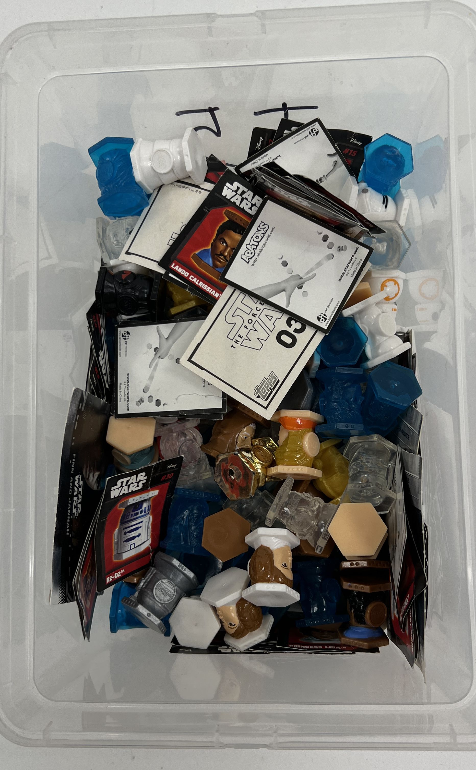 Large Lot Star Wars Abatons Figures Rise of Skywalker Topps Collection with Bin