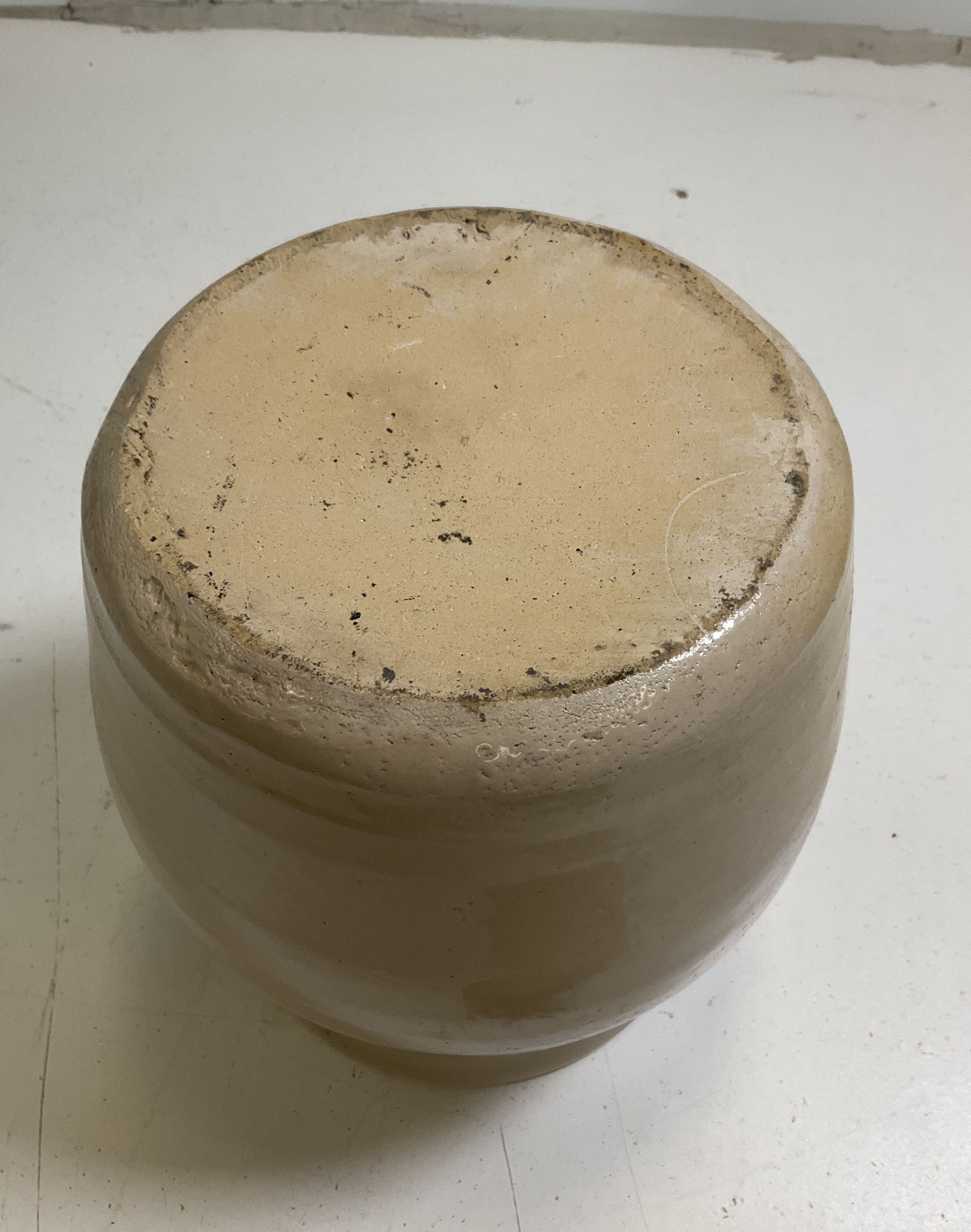 Vintage Signed Hatness Hand Painted Barn Canister Crock Jar 1987 9 Inch