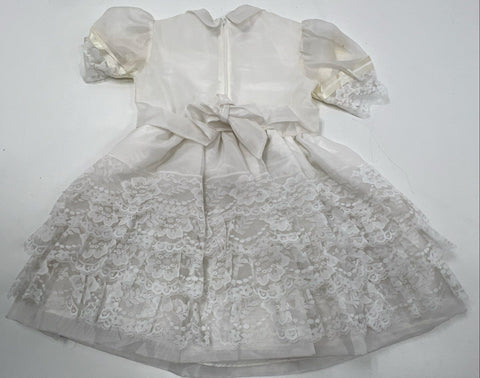 Vintage 90s Merry Girl Girls White Lace Tiered Party Dress Sz 6x Made in USA