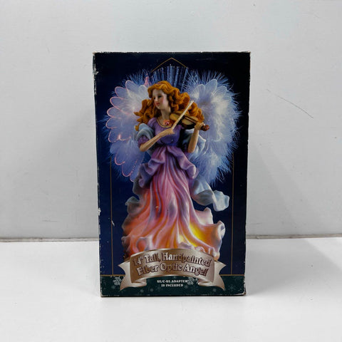 Christmas International 14" Fiber Optic Angel Handpainted Resin Harp Working