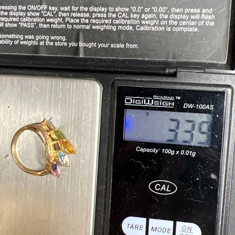 14K Gold Multi-Gemstone Ring Size 8 3.39g Missing Stone