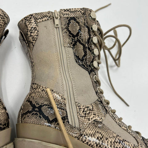 Club Exx Rattler Grip Snakeskin Platform Wedge Combat Boots Women's Size 7