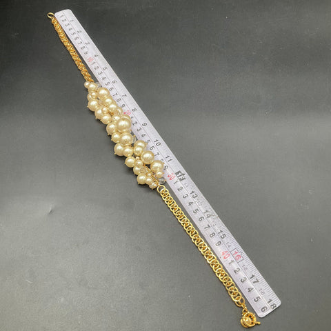 J. Crew Gold Tone Faux Pearl Statement Bib Necklace Cluster 18"