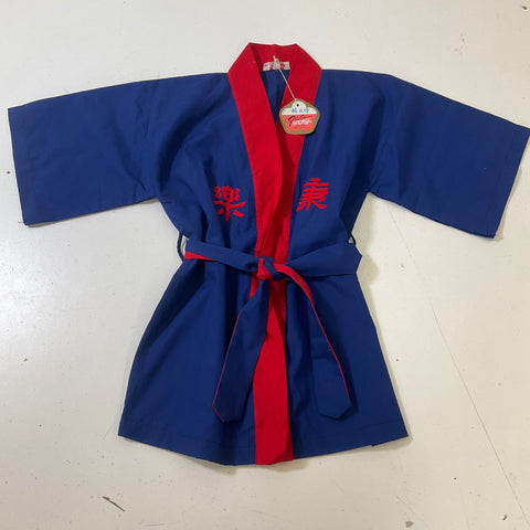 Vintage Plum Blossoms Blue & Red Chinese Souvenir Asian Robe Kid's Size 4 NWT