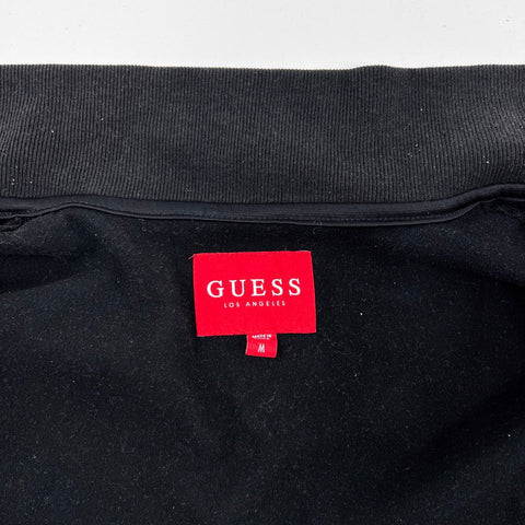 Guess Men's Black Full Zip Track Jacket Logo Tape Sleeves Triangle Logo Sz M