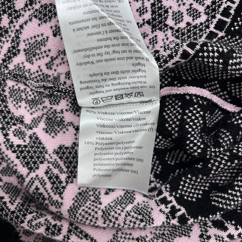 Basler Women's Pink Black Lace Print Cardigan & Top 2pc Twin Set Sz 46