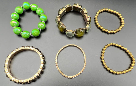 Beaded Rhinestone Faux Pearl Stretch Bracelet Jewelry Lot of 30 Mixed Styles