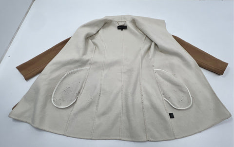 Antonio Melani Women's Camel Tan Belted Wrap Coat Cream Notched Lapel Sz XS