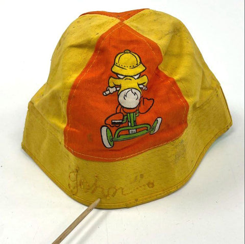 Vintage 70s Walt Disney Donald Duck Tricycle Hat Green Visor Disneyland Sz OSFA