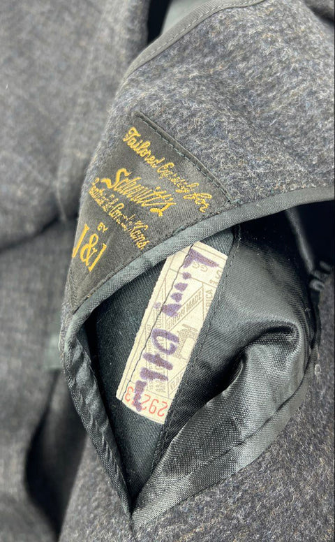 Vintage 80s J&F Schmitt's Men's Charcoal Wool Union Made Topcoat Coat Sz L
