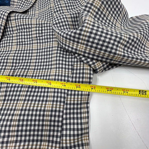 Mantoni Men's Navy Tan Plaid 100% Fine Wool Sport Coat Blazer 42S NWT