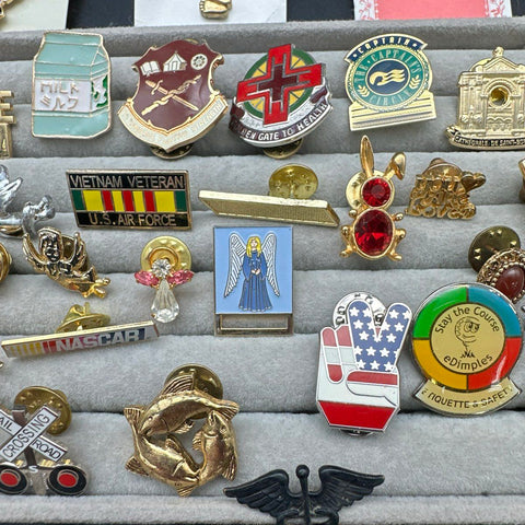 Vintage to Modern Costume Lapel Pin Lot Mixed Themes Military Nursing Religious