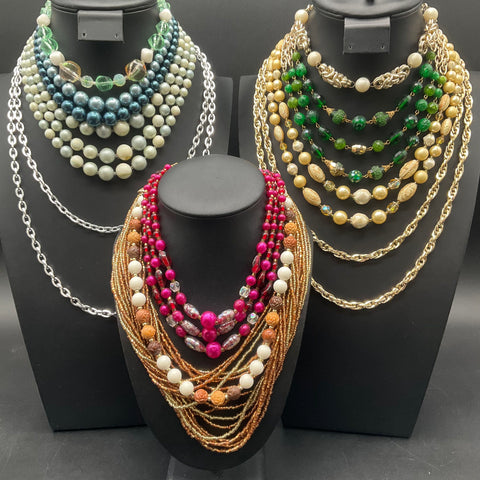 Vintage Costume Jewelry Necklace Lot Beaded Faux Pearl W. Germany Japan