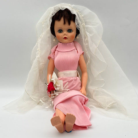 Vintage Sweet Janie Bride Doll AM 25 14 Hard Plastic 24 Inch Sleep Eyes