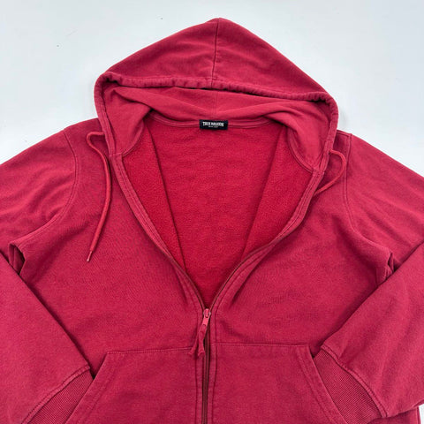 True Religion Men's Red Buddha Foil Centre Zip Graphic Logo Hoodie