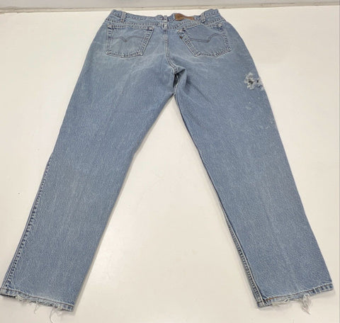 Vintage 90s Levi's 545 Loose Fit Light Wash Jeans Distressed Thrashed Sz 36x34