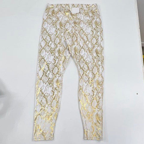 Fabletics Women's High-Waisted Foil Legging Gold White Snake Print NWT Sz 1X
