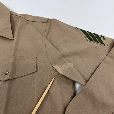 Vintage 1968 US Army Men's Khaki Wool Tropical Long Sleeve Shirt Sz 15 1/2