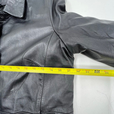 Vintage Y2K Kathy Ireland Black Genuine Leather Quilted Jacket Womens L