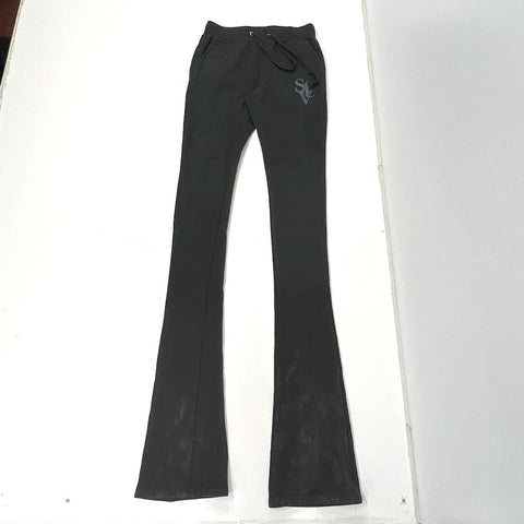 Si Tu Veux Black Stacked XL Inseam Flared Leg Logo Sweatpants Men's Size M