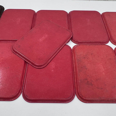 Cambro Camtray Fiberglass Cafeteria Serving Trays 13pc Lot Red Brown 14x18