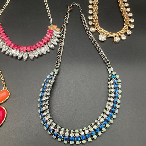 Ann Taylor & Statement Fashion Necklace Lot of 6 Bib Rhinestone Faux Pearl