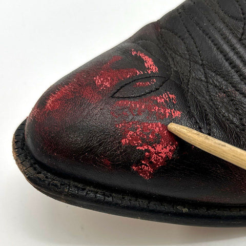 Nocona Black Red Rub Off Leather Western Cowboy Boots Men's Size 10.5 EE