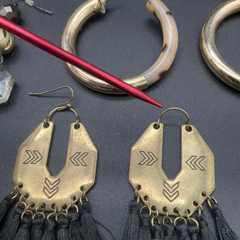 Boho Modern Fashion Earring Lot of 14 Pairs Dangle Drop Hoop Tassel Geometric