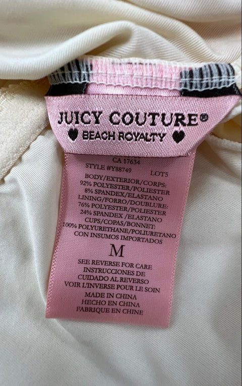Juicy Couture Women's Pink Polka Dot Ruched Ruffle Swim Dress One Piece Sz M