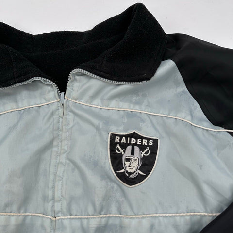 NFL Raiders Men's Reversible Fleece Windbreaker Jacket Black Gray Sz XL