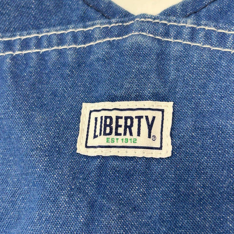 Liberty Men's Blue Denim Overalls Cut-off Shorts Green Zipper Sz 34x30