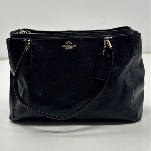 Coach Black Crossgrain Leather Triple Compartment Christie Carryall Tote Bag