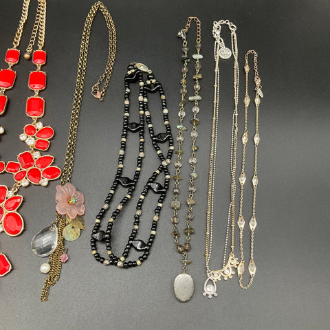 Fashion Costume Jewelry Lot of 11 Necklaces Statement Beaded Bib Faux Pearl