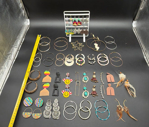 Vintage to Modern Mixed Fashion Earrings Lot 1 lb Hoops Dangles Novelty Pieces