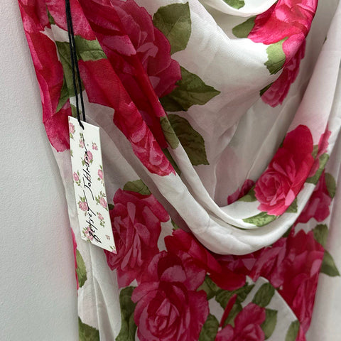 Betsey Johnson Forever 21 Women's Pink Rose Floral Ruffle Maxi Dress NWT XL