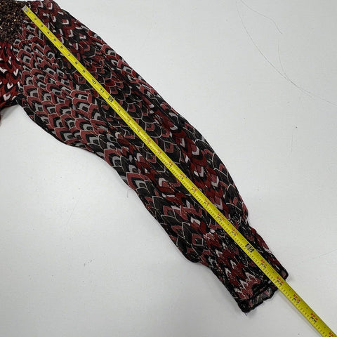 NWT Bl^nk London Red Geometric Sequin Embellished Blouse Top Women's M