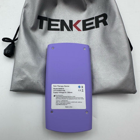 Tenker SM9910 Pain Therapy Device TENS Unit Purple Tested Powers On With Pads