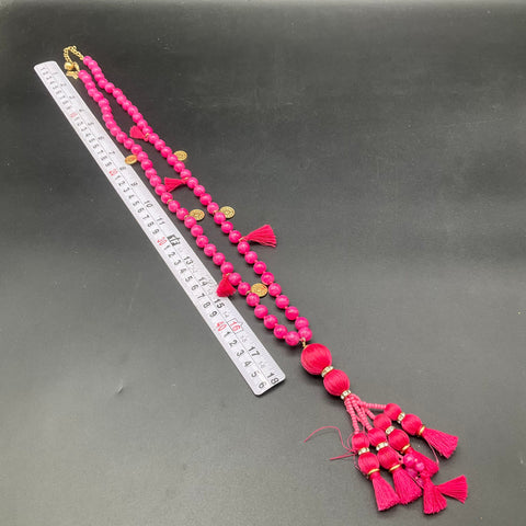 Kate Spade New York Gold Tone Pink Marbled Bead Tassel Necklace 18-20"