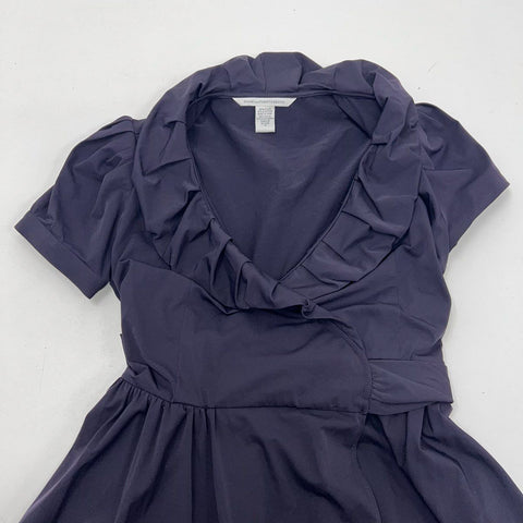 Diane Von Furstenberg Women's Bethania Dress Dark Gray Ruffle Tie Waist Sz 4