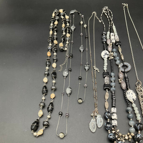 Treska AEV Boho Beaded Statement Necklaces Jewelry Lot of 8 Silver Tone